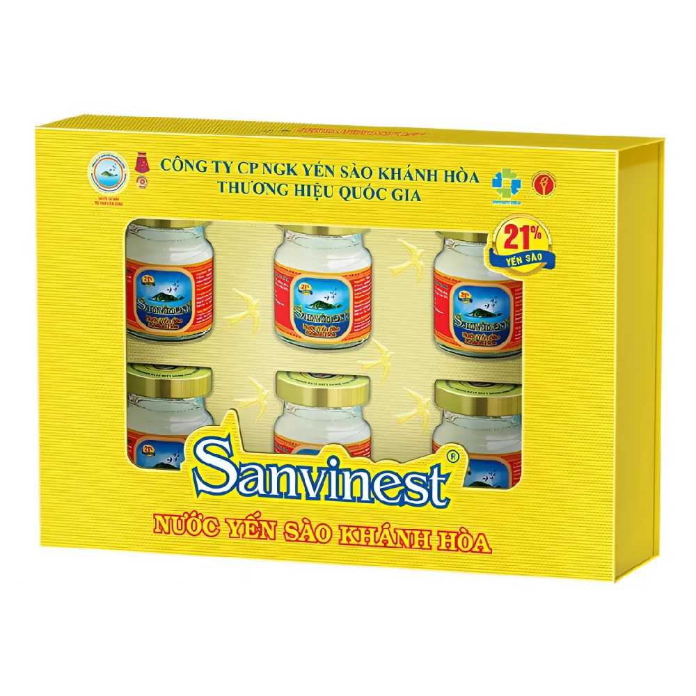 Hộp quà nước yến sào  Sanvinest 21% yến sào có đường 6 lọ*70ml