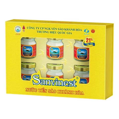 Hộp quà nước yến sào  Sanvinest 21% yến sào có đường  8 lọ*70ml
