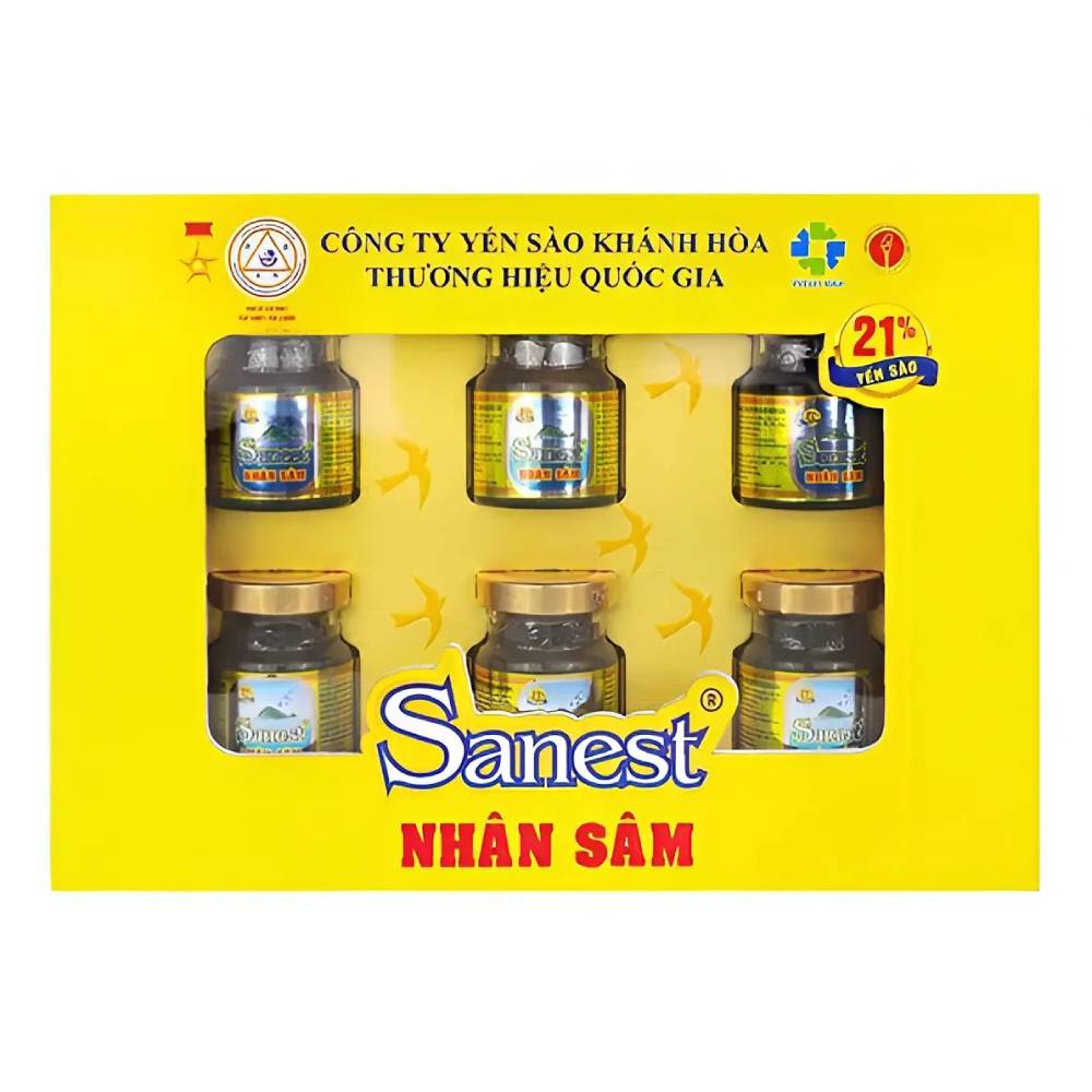 Hộp nước yến sào  Sanvinest 21% yến sào nhân sâm 6 lọ*70ml